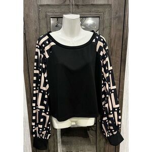 STYLEWE Loose‎ Fit Geometric Top Tunic, Black & White, Size 2XL NWT